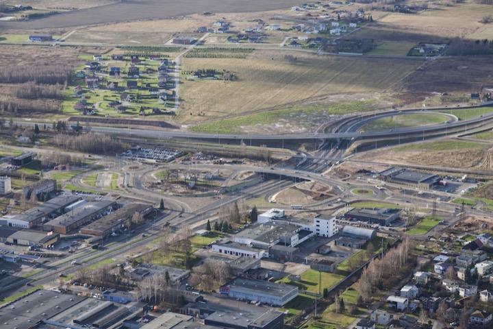 Aerial view of infrastructure works